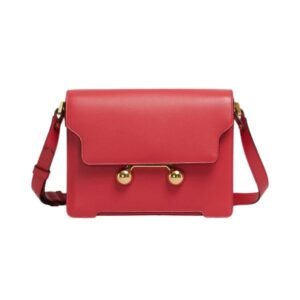MARNI RED LEATHER TRUNKAROO MEDIUM SHOULDER BAG