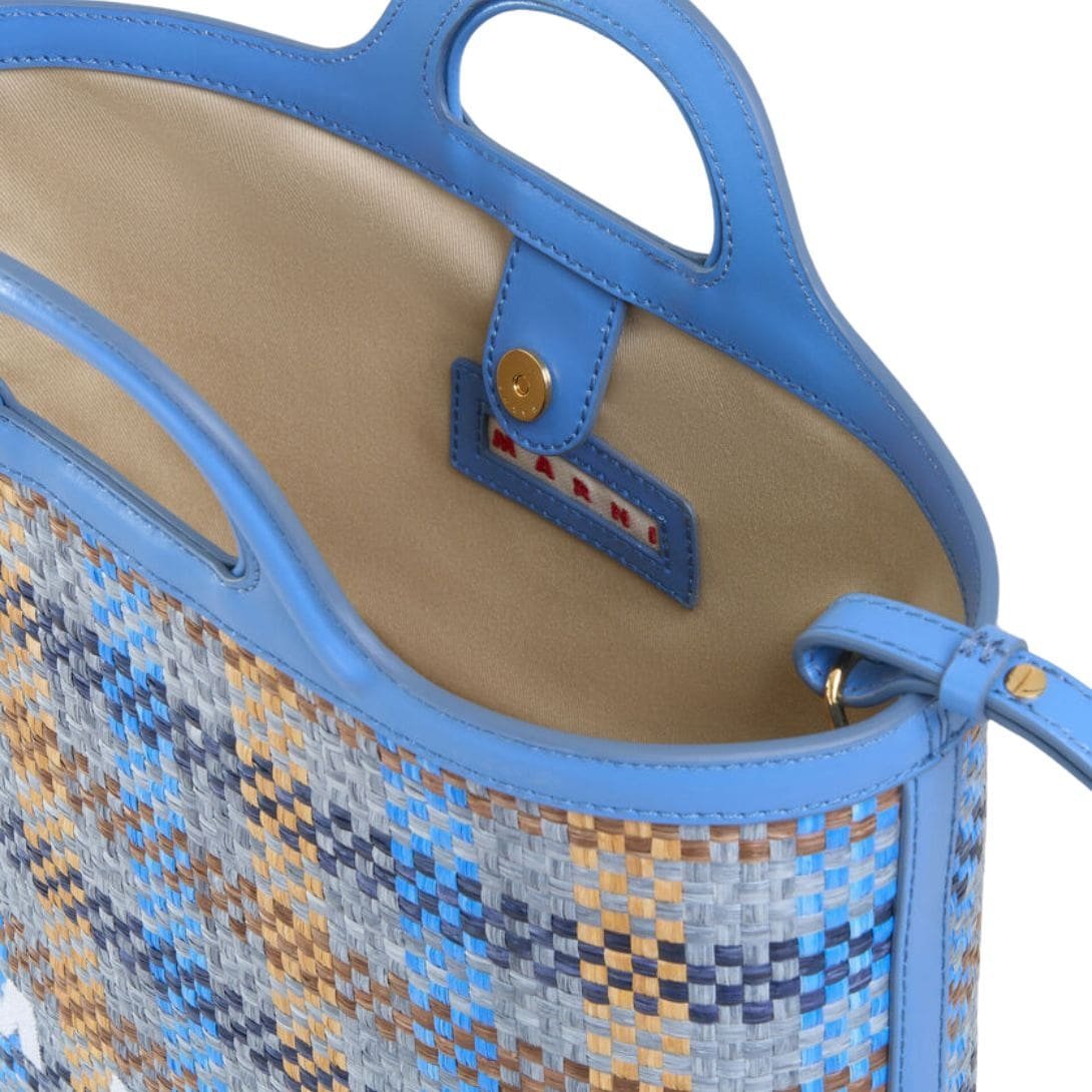 MARNI TROPICALIA CROSSBODY BAG IN LEATHER AND RAFFIA FABRIC - Image 4