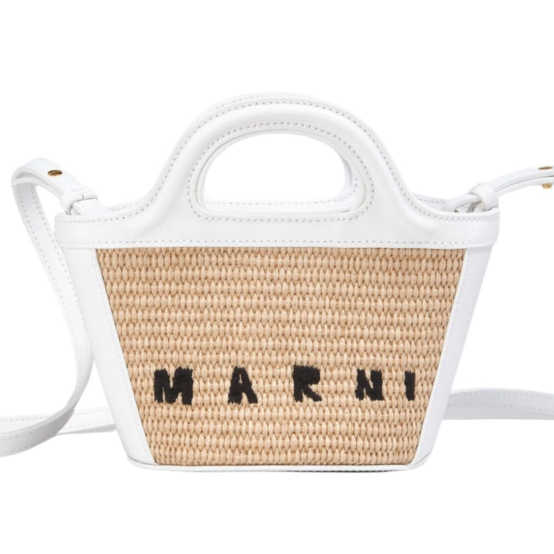 MARNI TROPICALIA MICRO BAG IN LEATHER AND RAFFIA EFFECT FABRIC - Image 2