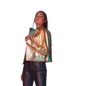 Gold Leather Jacket Women