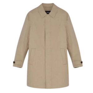 YVES SALOMON 3/4 COAT IN DOUBLE-FACED COTTON AND WATER-REPELLENT LEATHER DETAILS