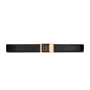 SAINT LAURENT LA 66 BUCKLE BELT IN LACQUERED LEATHER