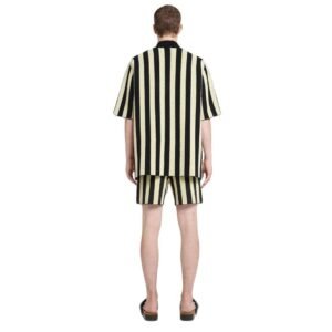 NANUSHKA ZIKO STRIPED TERRY-KNIT SHIRT BLACK