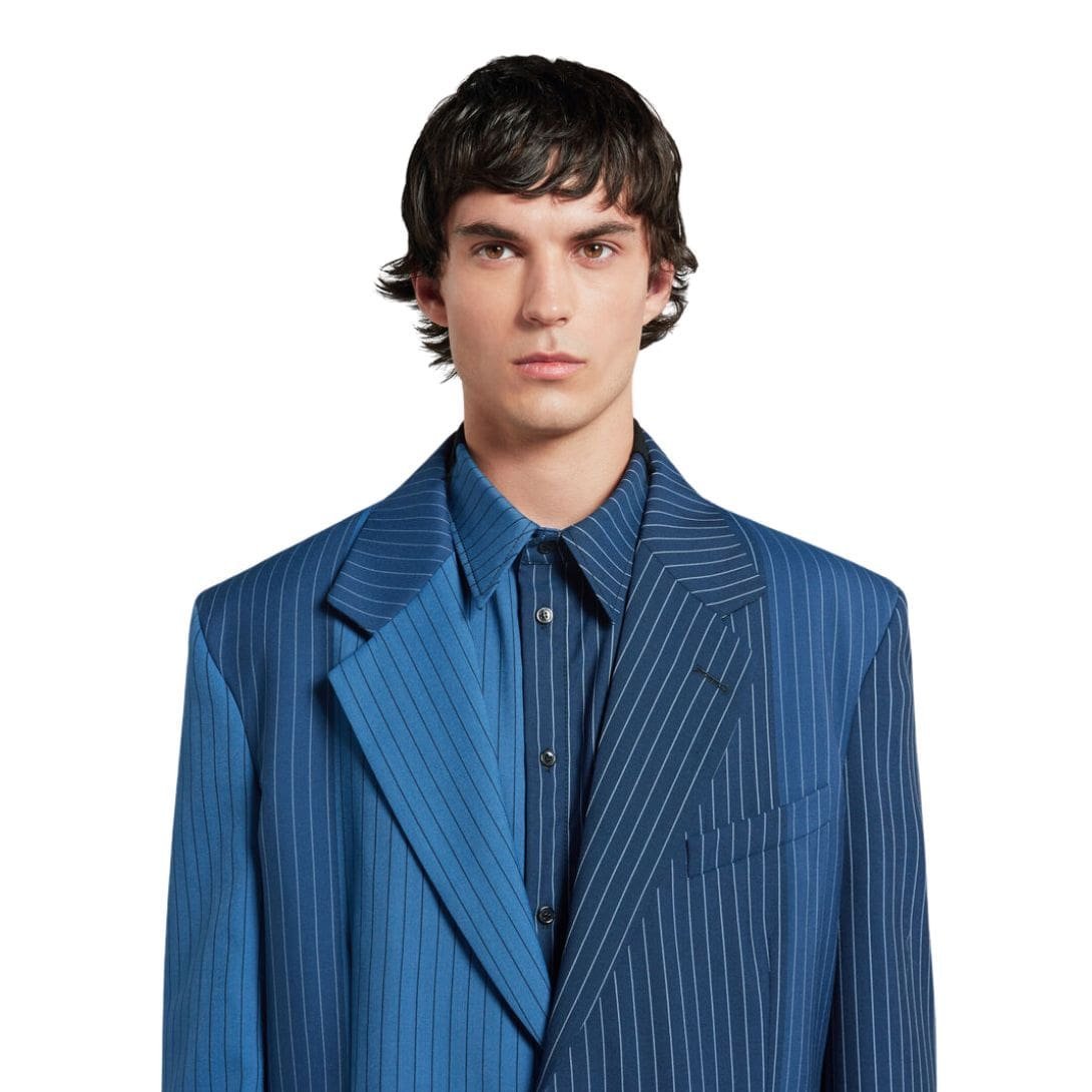 MARNI BLUE DÉGRADÉ PINSTRIPE WOOL BLAZER - Image 5