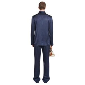 NANUSHKA JONDAR SATIN SHIRT NAVY BLUE