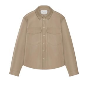 NANUSHKA LENN OKOBOR ALT-LEATHER SHIRT BROWN