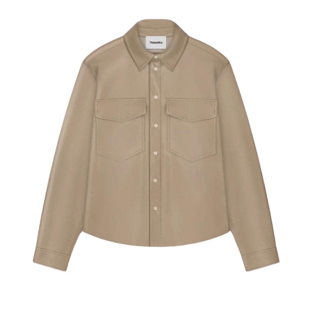 NANUSHKA LENN OKOBOR ALT-LEATHER SHIRT BROWN