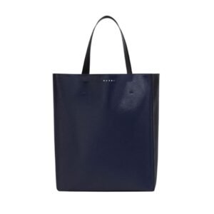 MARNI MUSEO SOFT LARGE BAG IN BLACK AND BLUE LEATHER