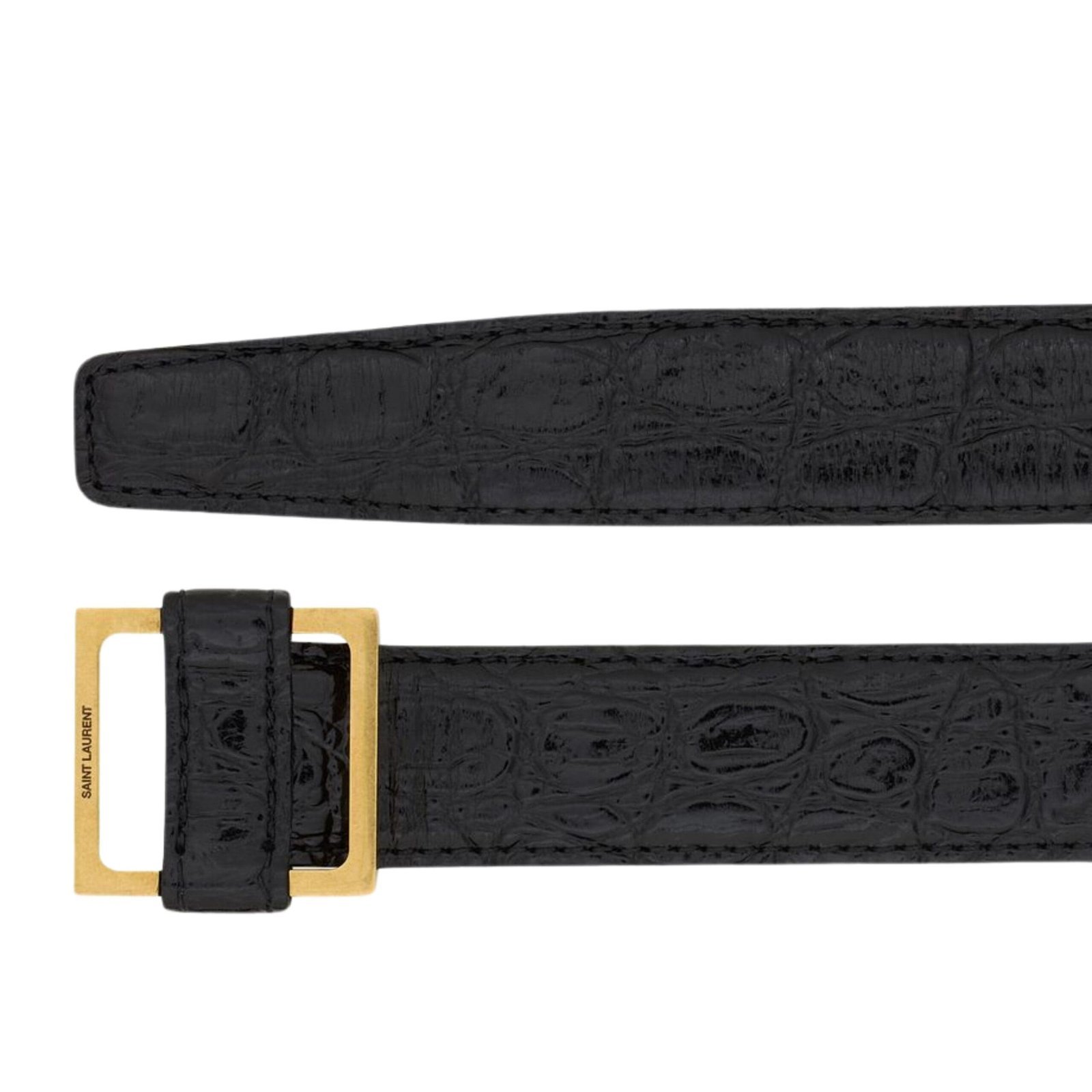 SAINT LAURENT SQUARE LOOP BUCKLE BELT IN CROCODILE EMBOSSED LEATHER - Image 2