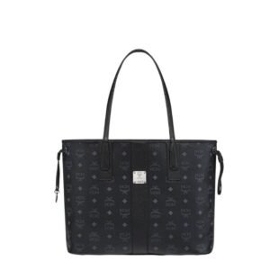 MCM MEDIUM REVERSIBLE LIZ SHOPPER IN VISETOS BLACK