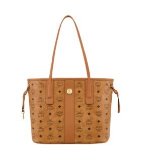 MCM SMALL REVERSIBLE LIZ SHOPPER IN VISETOS COGNAC