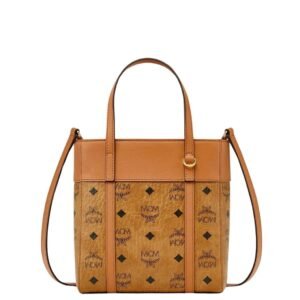 MCM MINI TONI TOP-ZIP SHOPPER IN VISETOS LEATHER MIX COGNAC