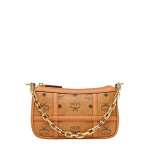 MCM MEDIUM TRACY SHOULDER BAG IN VISETOS COGNAC