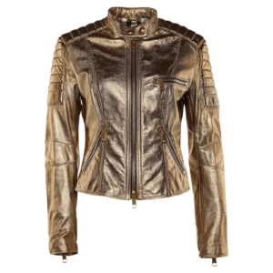 Gold Leather Jacket Women