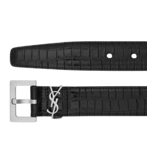 SAINT LAURENT CASSANDRE BELT IN CROCODILE EMBOSSED LEATHER