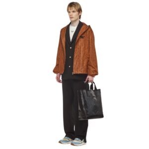 MCM LARGE REVERSIBLE DIAMOND TOTE IN CANVAS LEATHER MIX BLACK