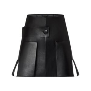 LOUIS VUITTON LEATHER BUTTON TAB PLEAT SKIRT