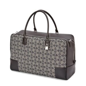 LOEWE AMAZONA 44 BAG IN JACQUARD WITH ANAGRAM MOTIF AND CALFSKIN
