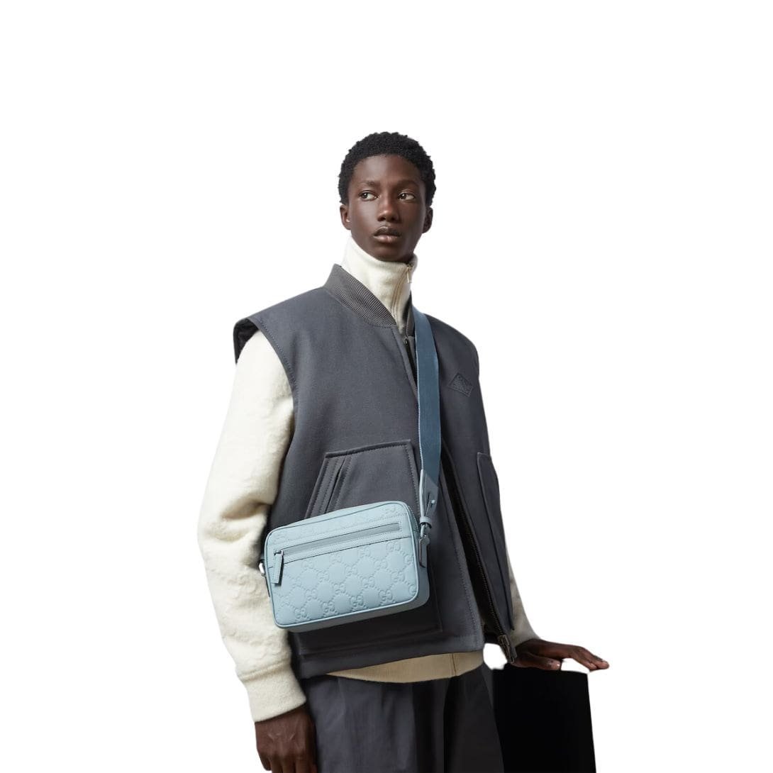 GUCCI GG RUBBER EFFECT CROSSBODY BAG IN LIGHT BLUE - Image 10