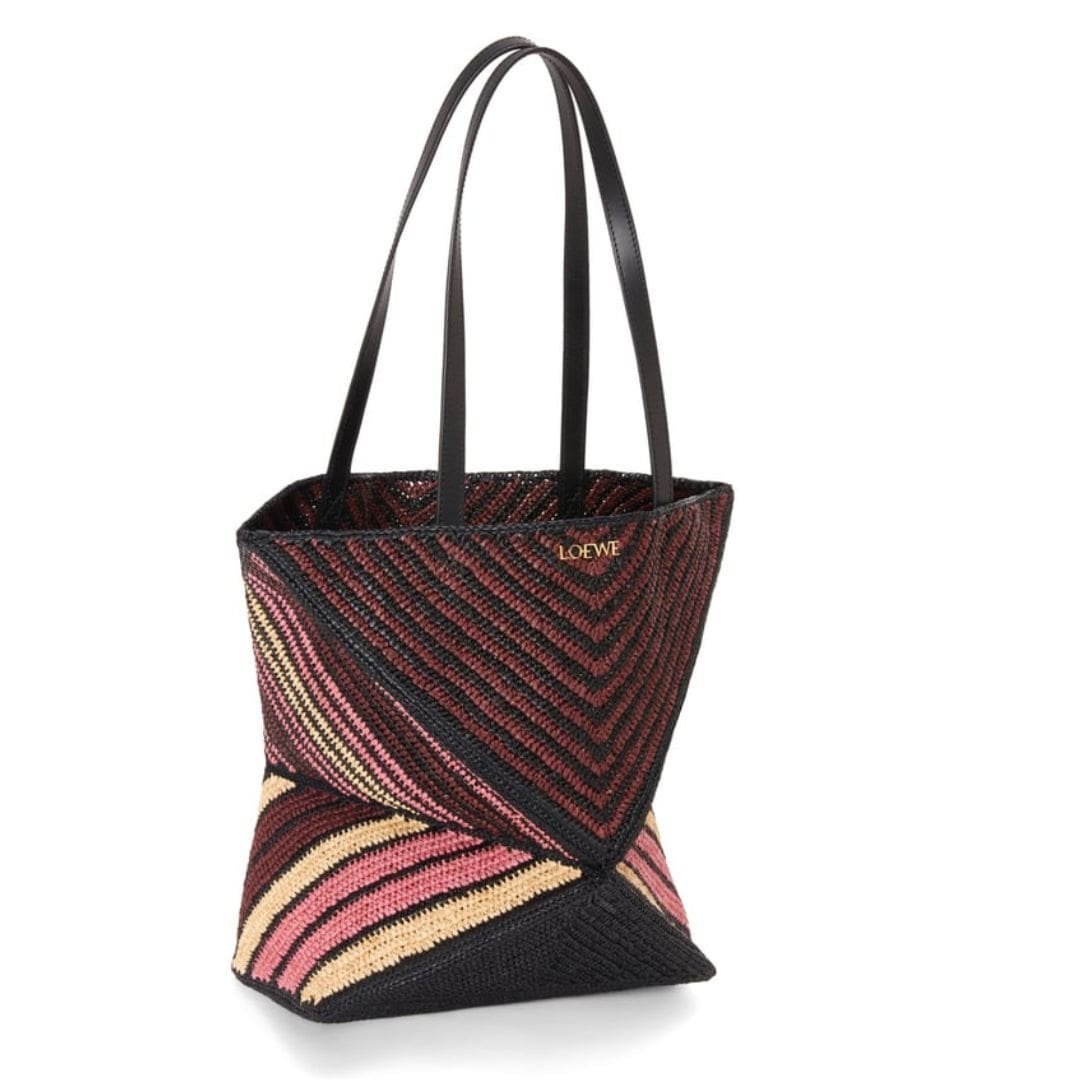 LOEWE PUZZLE FOLD TOTE BAG IN RAFFIA - Image 2