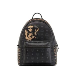 MCM SMALL-MEDIUM X BAPE STARK BACKPACK IN VISETOS BLACK