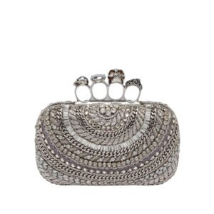 ALEXANDER MCQUEEN WOMEN’S KNUCKLE CLUTCH IN SILVER