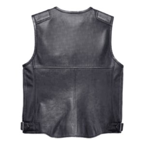 Genuine Leather Black Biker HD Vest