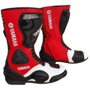 YAMAHA MOTORCYCLE LEATHER BOOTS RED, BLACK & WHITE