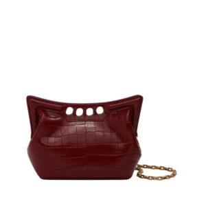 ALEXANDER MCQUEEN  WOMEN’S THE PEAK BAG MINI WITH CHAIN IN DARK RED