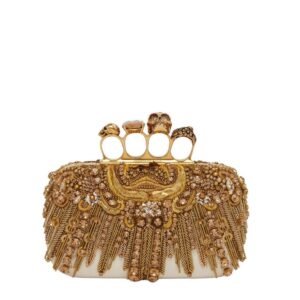 ALEXANDER MCQUEEN WOMEN’S KNUCKLE CLUTCH IN GOLD