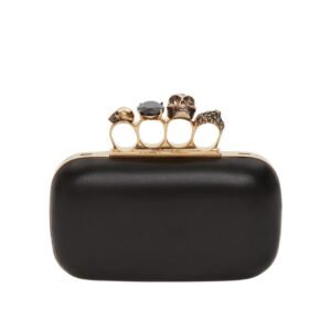 ALEXANDER MCQUEEN WOMEN’S KNUCKLE CLUTCH WITH CHAIN IN BLACK