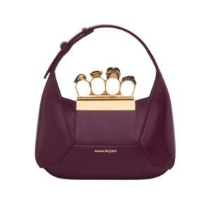 ALEXANDER MCQUEEN WOMENS THE JEWELLED HOBO MINI BAG IN BURGUNDY