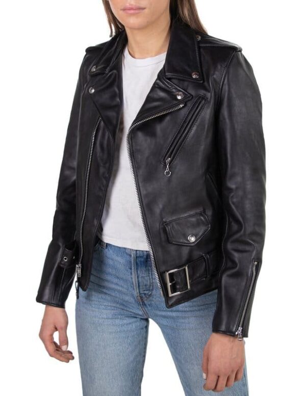 Women's Leather Motorcycle Jacket - Image 3