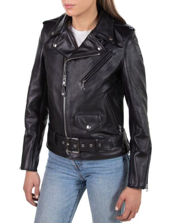 Women's Leather Motorcycle Jacket - Image 4