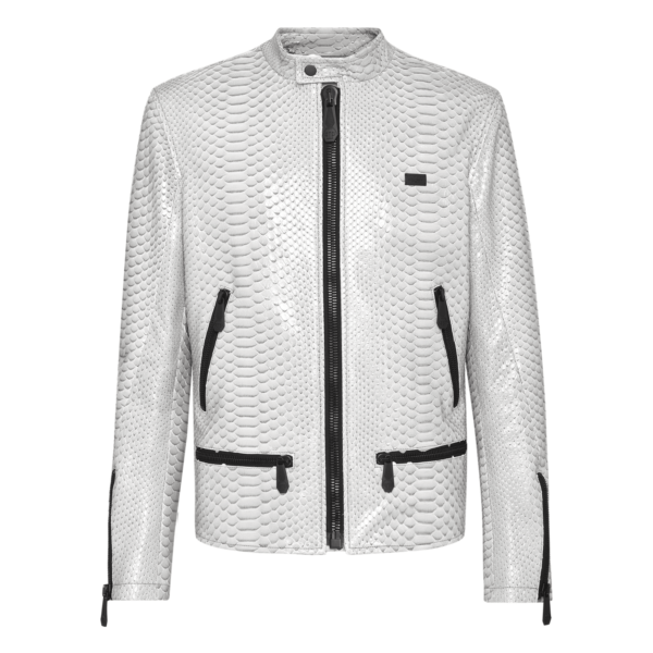 PHILIPP PLEIN PYTHON LEATHER MOTO JACKET LUXURY - Image 3