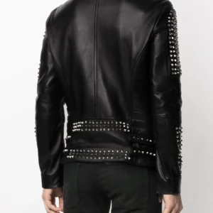 Casual Men’s Stud Leather Jacket