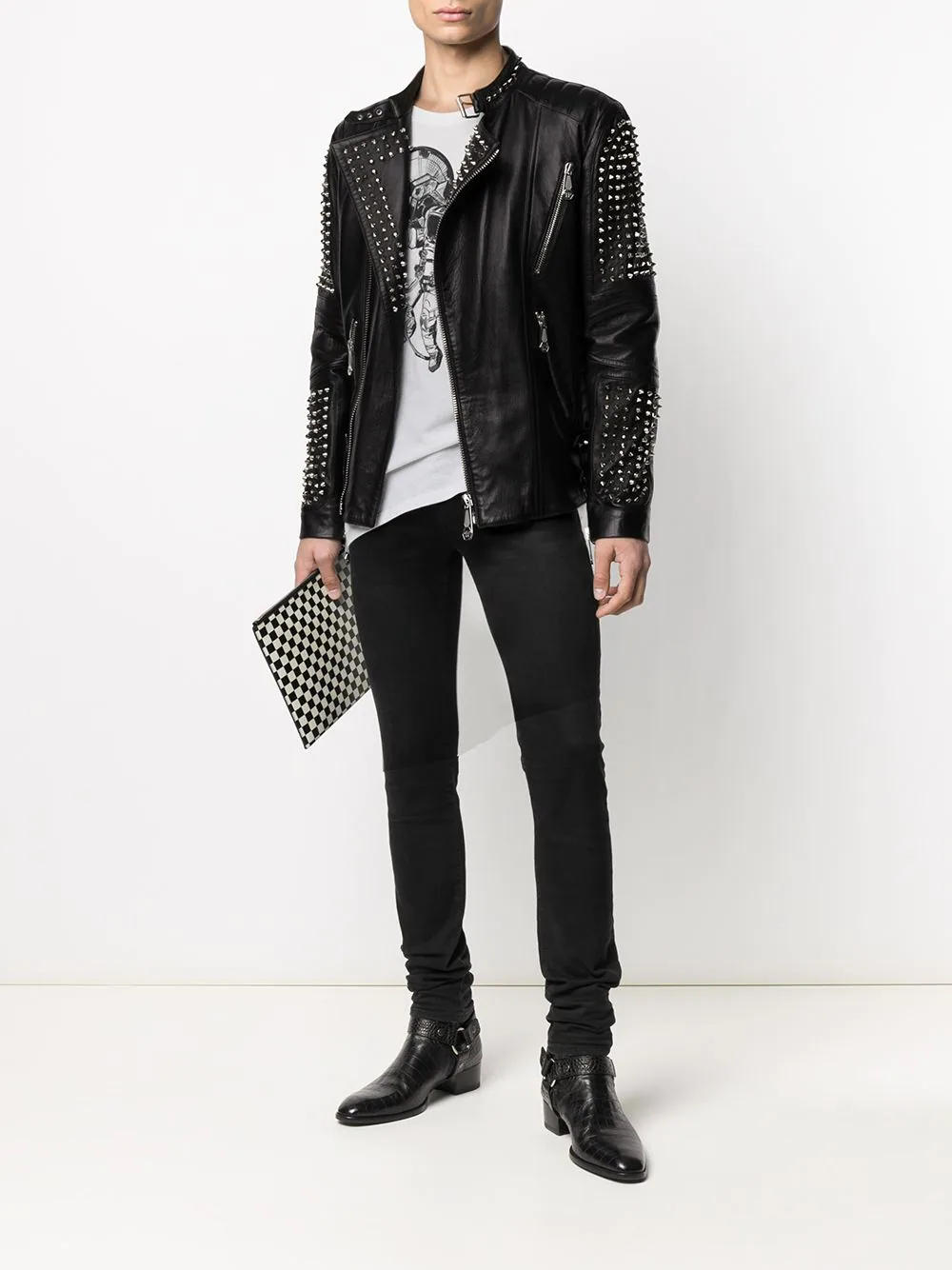 Casual Men's Stud Leather Jacket - Image 4