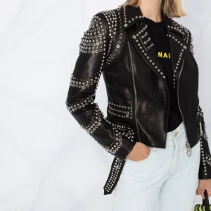 Biker style studded jacket