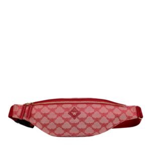 MCM MEDIUM HIMMEL BELT BAG IN LAURETOS JACQUARD RED