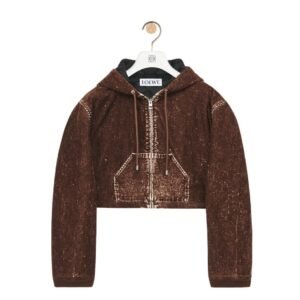 LOEWE DENIM CROPPED HOODED JACKET
