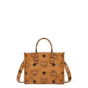 MCM SMALL MÜNCHEN TOTE IN MAXI VISETOS COGNAC