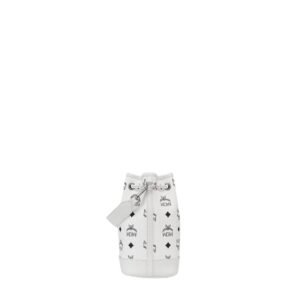 MCM MINI DESSAU DRAWSTRING BAG IN VISETOS WHITE