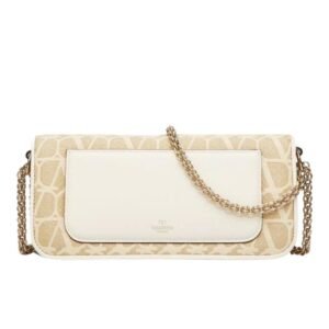 VALENTINO GARAVANI LOCÒ TOILE ICONOGRAPHE RAFFIA SHOULDER BAG