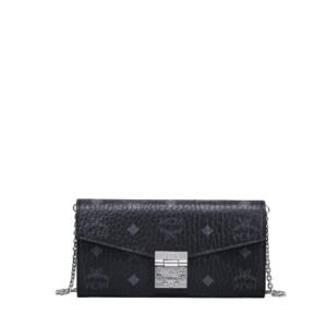 MCM LARGE TRACY CROSSBODY WALLET IN VISETOS BLACK
