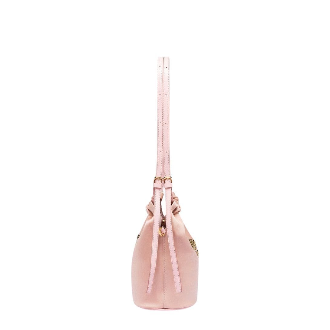 MCM MINI HIMMEL LAUREL DRAWSTRING BAG IN RECYCLED NYLON PINK - Image 6