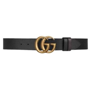 GUCCI REVERSIBLE LEATHER BELT WITH DOUBLE G BUCKLE