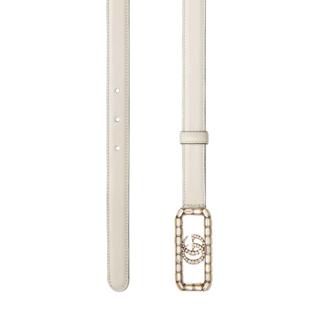 GUCCI THIN BELT WITH CRYSTAL DOUBLE G BUCKLE - Image 2