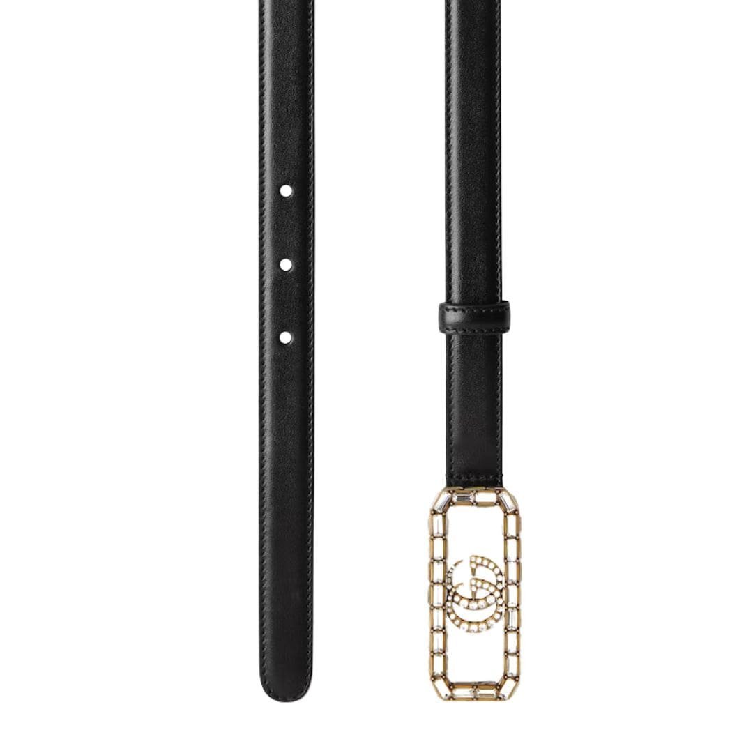 GUCCI THIN BELT WITH CRYSTAL DOUBLE G BUCKLE - Image 2
