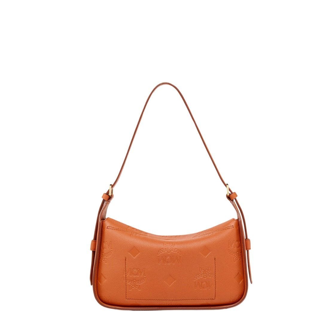 MCM SMALL AREN FLAP HOBO IN EMBOSSED MONOGRAM LEATHER BROWN - Image 6