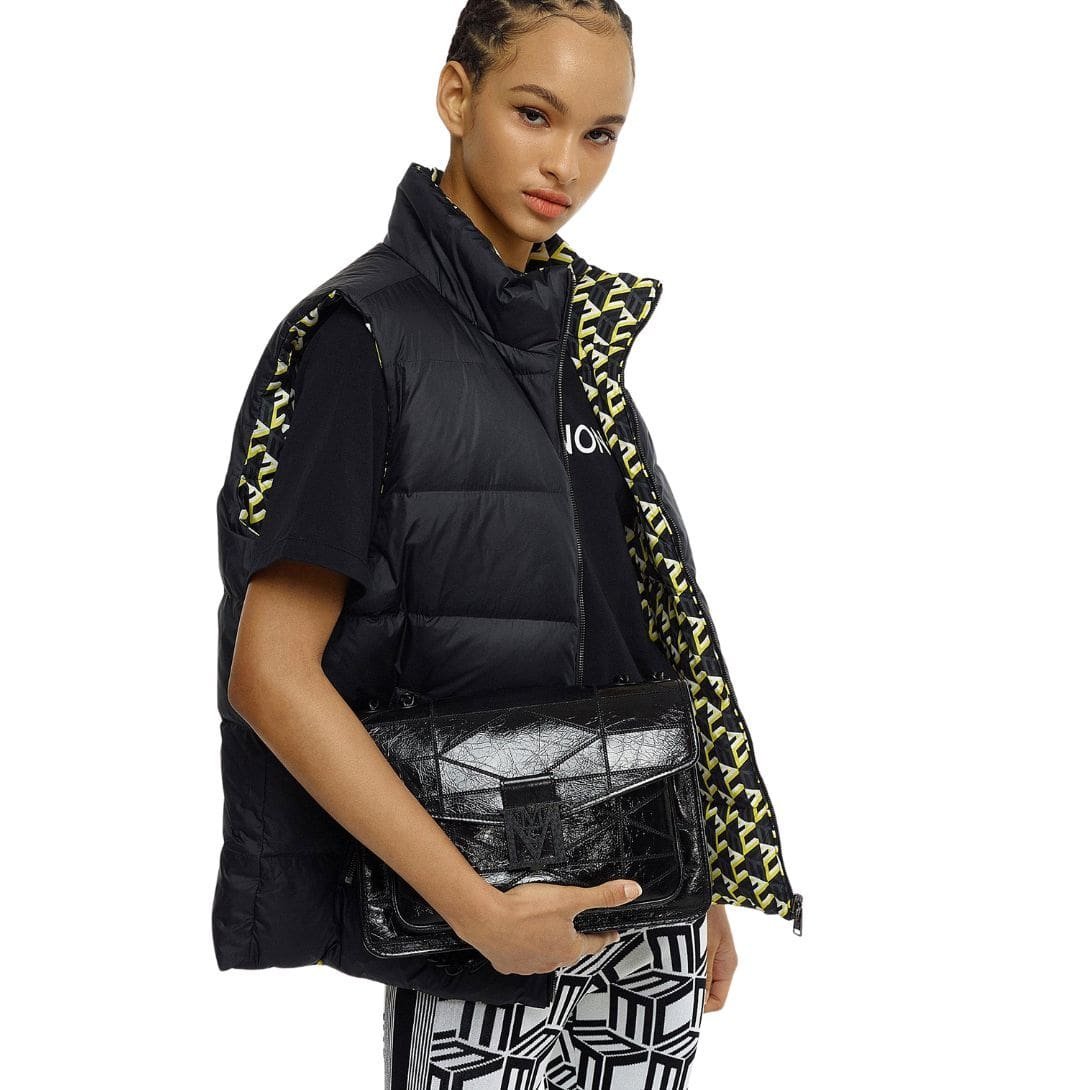 MCM LARGE TRAVIA QUILTED SHOULDER BAG IN CRUSHED LEATHER BLACK - Image 5